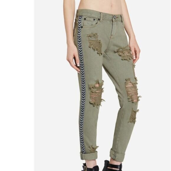 One Teaspoon Olive Distressed Jeans - Picture 16 of 16